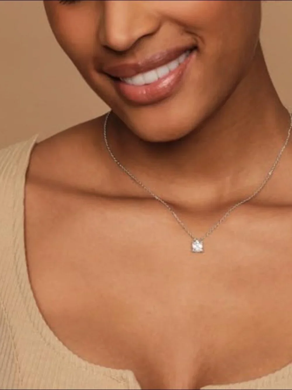 14K Gold Plated Cubic Zirconia Pendant Necklace Adjustable Slider